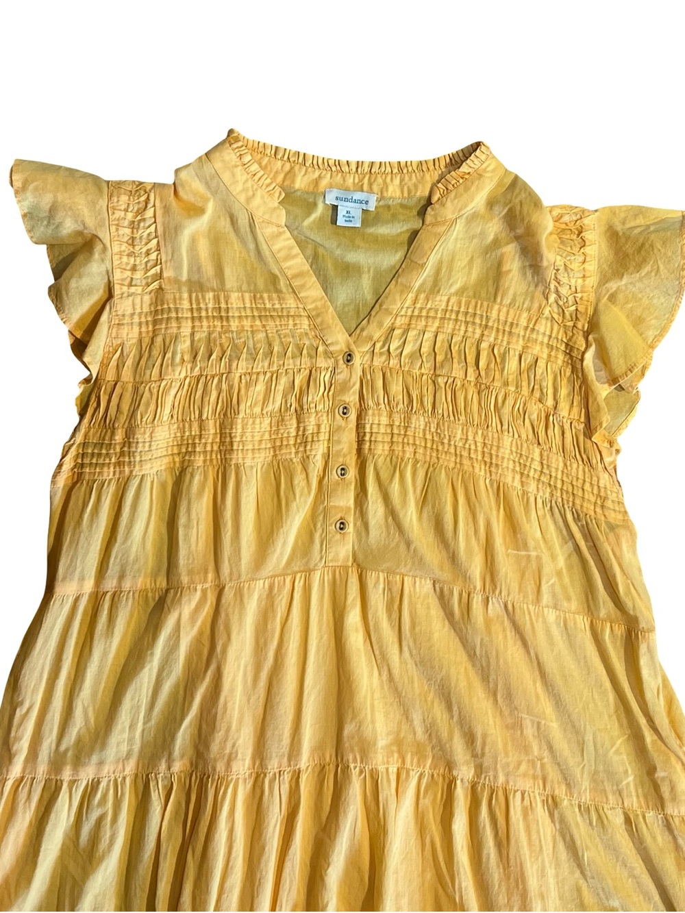 Sundance Yellow Tiered Midi Dress - Picture 3 of 13